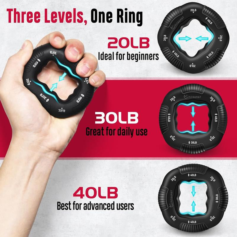 Grip Strength Trainer - Hand Gripper Strengthener Kit with 6 Pack of Adjustable Resistance Forearm Strengthener, Forearm Exerciser & Massage Balls