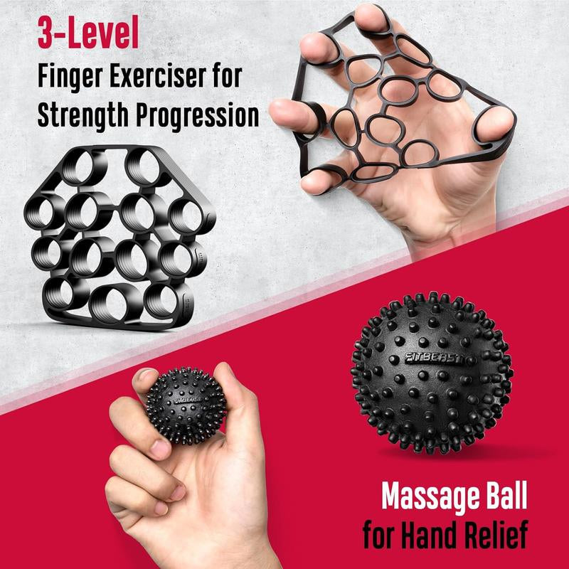 Grip Strength Trainer - Hand Gripper Strengthener Kit with 6 Pack of Adjustable Resistance Forearm Strengthener, Forearm Exerciser & Massage Balls