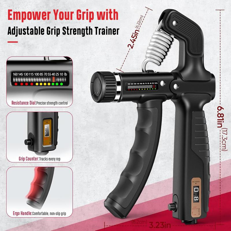 Grip Strength Trainer - Hand Gripper Strengthener Kit with 6 Pack of Adjustable Resistance Forearm Strengthener, Forearm Exerciser & Massage Balls